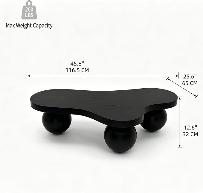 46" Cloud Coffee Table with 3 Ball Legs, Modern Irregular Center Table - Image 2