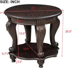 Round End Table for Living Room, Solid Wood Sofa Side Table - Image 3
