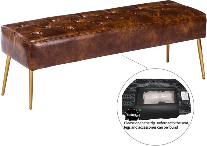 DUHOME Button-Tufted Ottoman Bench, Upholstered Bedroom Benches - Image 5