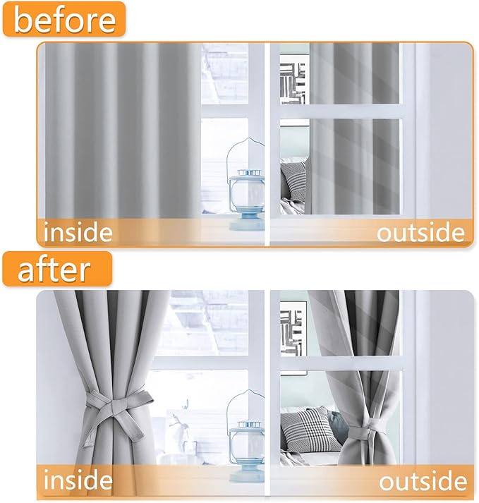 Blackout Curtains for Bedroom, 52 x 54 Inch, 2 Panels | Thermal Insulated & - Image 4
