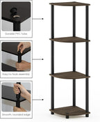 Furinno TURN-N-TUBE Corner Shelf, 4-Tier Corner Bookshelf, Display Storage - Image 5