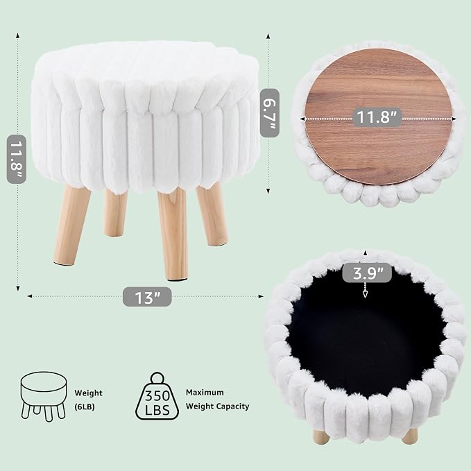 Wimarsbon Storage Ottoman, Modern Round Footrest - Image 3