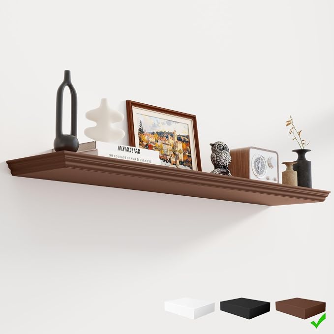 Fun Memories Floating Shelves 48 Inch Long, 9.3 Inch Deep Classic Crown Molding by FunMemories