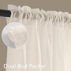 MIULEE Light Beige Sheer Curtains 96 Inches Long 4 Panels 42 x 96 Inches | - Image 3