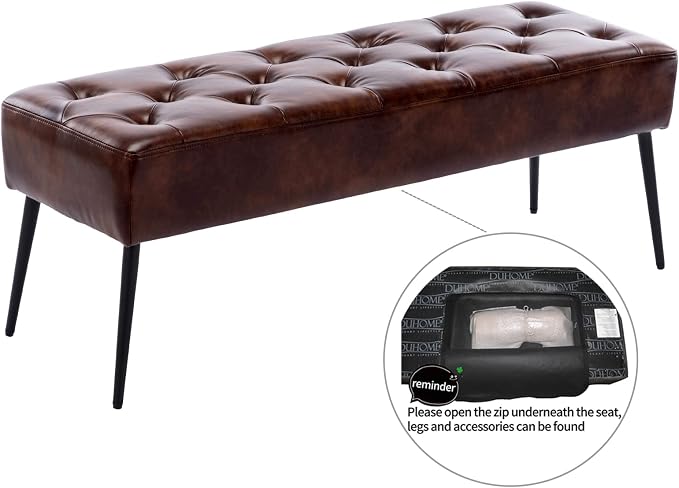DUHOME Button-Tufted Ottoman Bench, Upholstered Bedroom Benches Footrest Stool - Image 4
