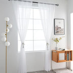 SpaceDresser Basic Rod Pocket Sheer Voile Window Curtain Liners White 2 Panels - Image 2
