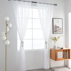 SpaceDresserWhite Kitchen Sheer Valance Curtains 36 Inch, Voile Sheer Cafe - Image 2