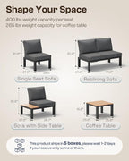Aluminum Modular Outdoor Patio Furniture Set, 8 Seats Sectional Sofa Set - Image 8