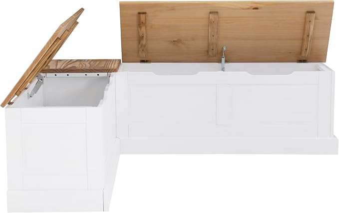 Linon Harris Natural and White Two Tone Backless Corner Breakfast Nook - Image 11