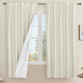 Natural 100% Blackout Linen Curtains 63 Inches 2 Panels, 42 x 63 Inch | Ivory by LAMIT