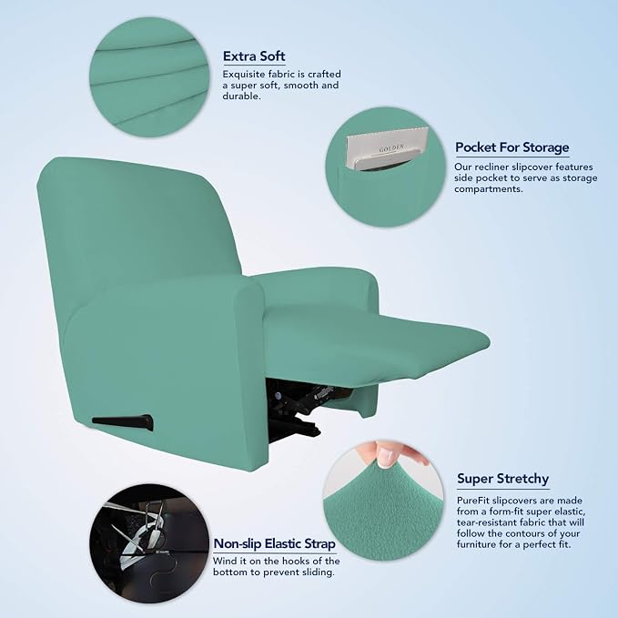 PureFit Stretc Recliner Chair Covers Fleece Soft Couch Covers - Image 3