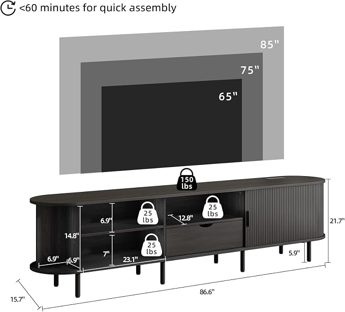 86.6" Mid-Century TV Stand - Image 2