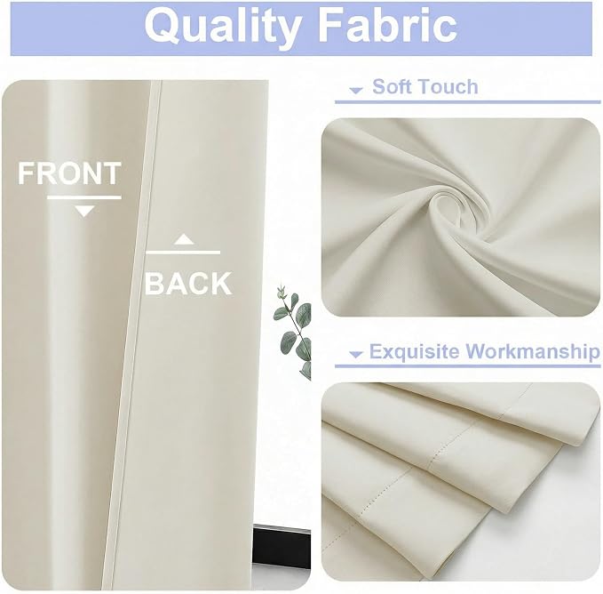Simplebrand Ava Light Beige Short Light Filtering Curtains - Image 3