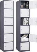 Metal Locker with 6 Doors, Lockable Locker Cabinet by Anxxsu