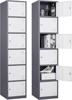 Metal Locker with 6 Doors, Lockable Locker Cabinet by Anxxsu