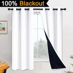 Yakamok Pure White 100% Blackout Curtains 63 Inches Long 42" Wide 2 Panel | - Image 2