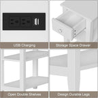 ChooChoo Narrow End Table with Charging Station, Side Table Living Room with - Image 6