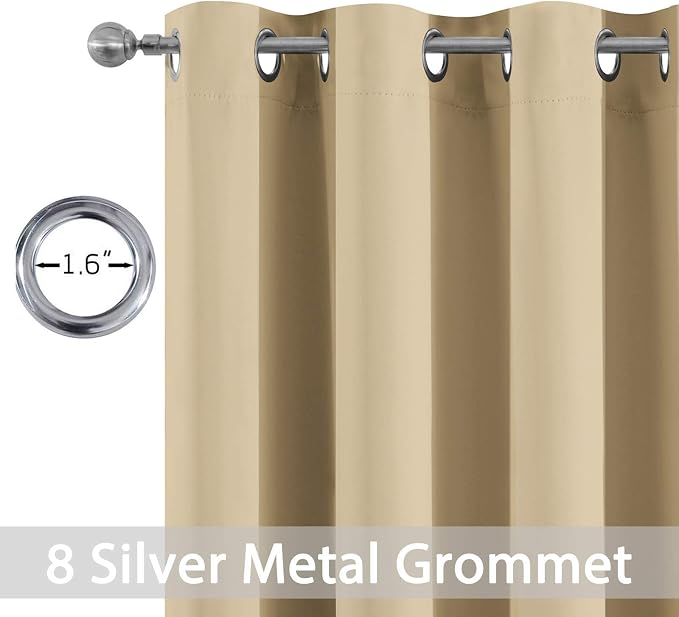 Yakamok Room Darkening Curtains 52x84 inch Length Beige-Living Room | 2 panels - Image 2