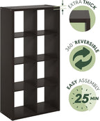 Furinno CUBICLE Book Shelf, 8-Cube Bookshelf, Extra Thick Frame Horizontally & - Image 8