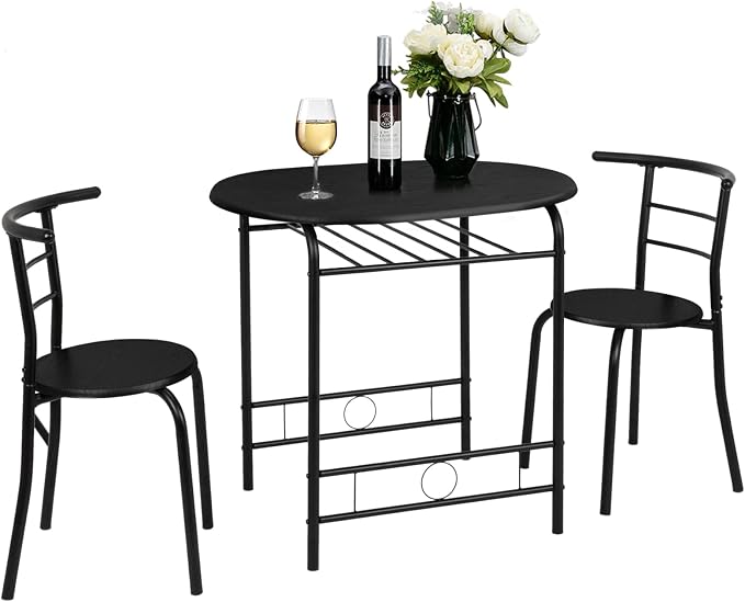 VINGLI 3 Piece Dining Set, Small Kitchen Table Set by VINGLI