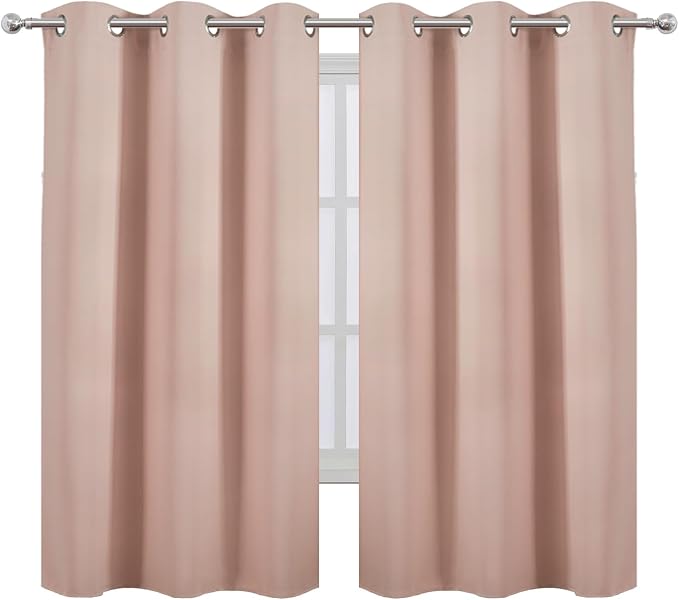 Blush Thermal Blackout Curtains/38 x 63 Inch/Set of 2 Panels Room Darkening - Image 2