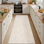 2'6''x8' Hallway Washable Runner Rug: Neutral Kitchen Carpet Beige | Vintage by Luxturiy
