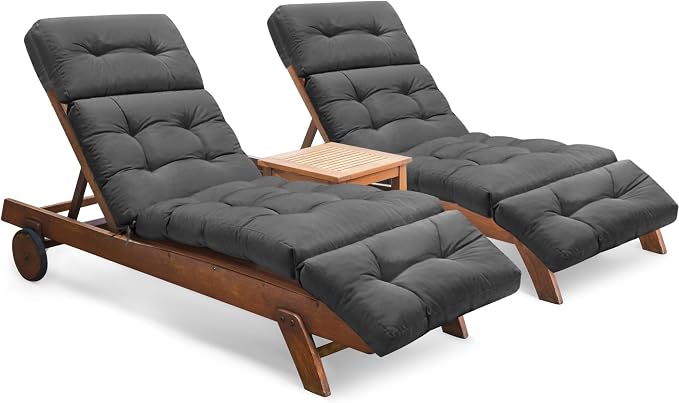 Chaise Lounge Cushions Outdoor Set of 2, 74.4 x 22 x 4.7 Inches Thickened by Tycdiose