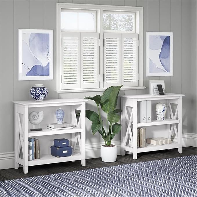 Bush Home Key West Small 2 Shelf Bookcase in Pure White Oak, Compact Home - Image 4