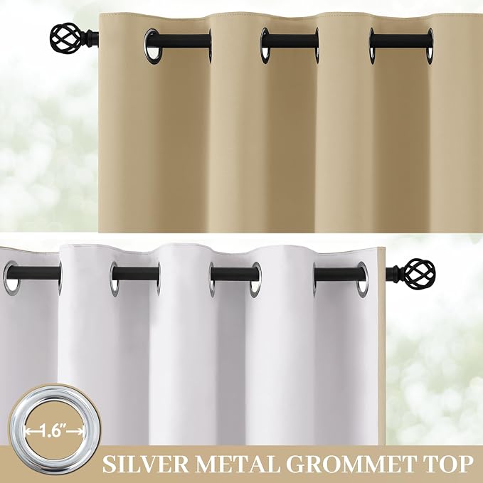 Yakamok Beige 100% Blackout Curtains 72 Inches Long - Image 2