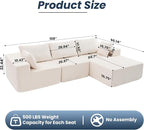 DUMOS 108" Boneless Couch, Cloud Sectional Couch - Image 3