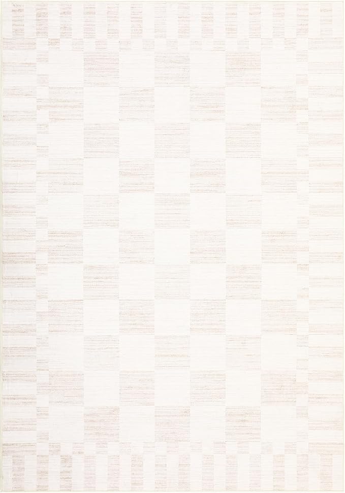 GarveeHome Beige Checkered Rug 5x7 Area Rugs Washable Checkerbroad 5x7 Rug | - Image 5