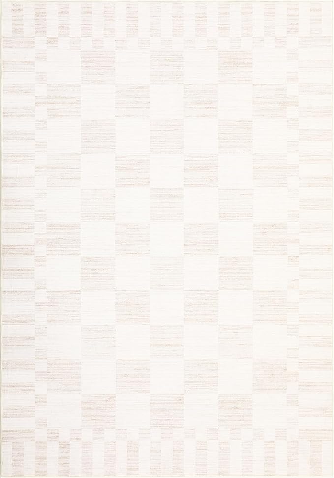 GarveeHome Beige Checkered Rug 6x9 Area Rugs Living Room Checkerboard Rug | - Image 5