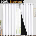 Yakamok Pure White 100% Blackout Curtains 84 Inches Long 70" Wide 2 Panel | - Image 2