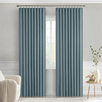 MIULEE Greyish Blue Back Tab Blackout Curtains 52x90 Inch Long 2 Panels Set | - Image 9