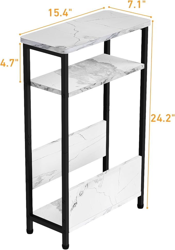 THUMEYE 7.1" Narrow Side Table for Small Spaces, 3 Tier Small End Table - Image 3