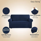 Easy-Going Stretch 4 Seater Oversized Sofa Couch Cover Navy | 1-Piece Extra - Image 4