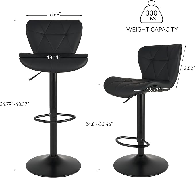Nalupatio Modern Bar Stools Set of 4, Adjustable Faux Leather Upholstered - Image 2