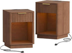 Akxomel Fluted Nightstands Set of 2, Wooden Night Stand - Image 9