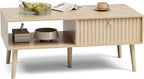 LCRBOL Coffee Table with Storage, Boho Dining Table with Fluted Drawer and - Image 6