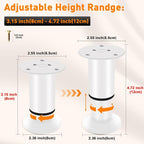 4 Pcs Adjustable Height Furniture Bed Support Legs 3.15-4.72 inch, Metal - Image 2