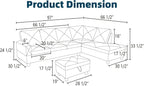 97" L Shaped Couch Set Velvet, Modular Sectional Couches - Image 2