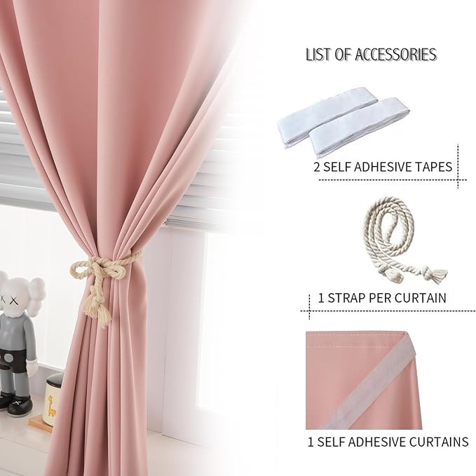 Self Adhesive Blackout Curtains- Stick on Curtains Shades Window Blinds - Image 2