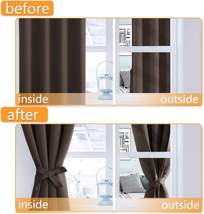 Blackout Curtains for Bedroom, 2 Drape Panels, 42 x 54 Inch | Thermal Insulated - Image 4