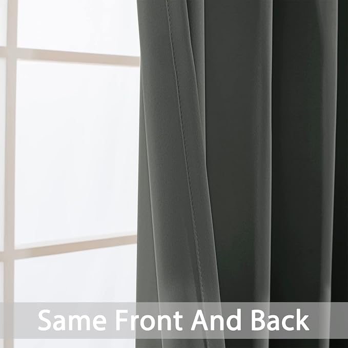 Yakamok Room Darkening Curtains 62x84 inch Length Dark Grey-Living Room | 2 - Image 3