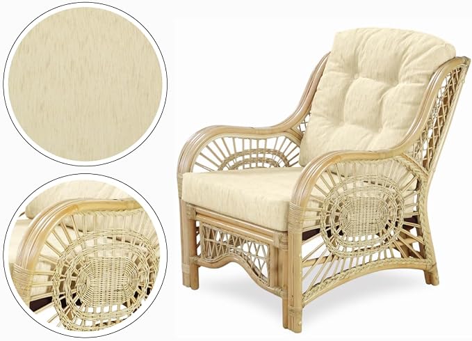 Malibu Lounge Living Accent Armchair Natural Rattan Wicker Handmade Design - Image 3