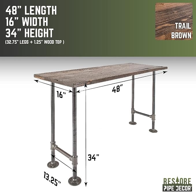 Restore by Pipe DÉCOR Live Edge Wood Console Table 48 in. x 16 in. x 34 in. - Image 3