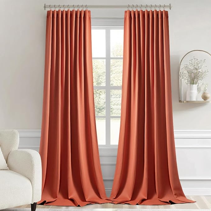 MIULEE Fall Burnt Orange Back Tab Blackout Curtains 52"x108" Length 2 Panel | - Image 9