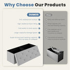 DUMOS 43 Inch Folding Storage Ottoman Bench, Large Storage Chest withThicker - Image 7