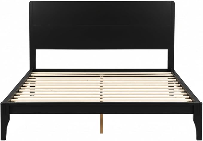 Merax Queen Size Bamboo Platform Bed, Mid-Century Modern Bed Frame - Image 6