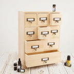 Apothecary Cabinet with 9 Drawers & Labels Rustic Library Card Catalog Cabinet - Image 2